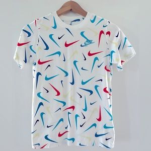 Youth Nike White Short Sleeve T Shirt With Logo Swoosh